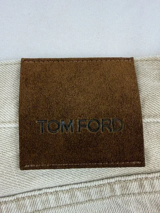TOM FORD Cotton Blend Twill Slim Straight Jeans in Neutrals Size 32 - Picture 5 of 13